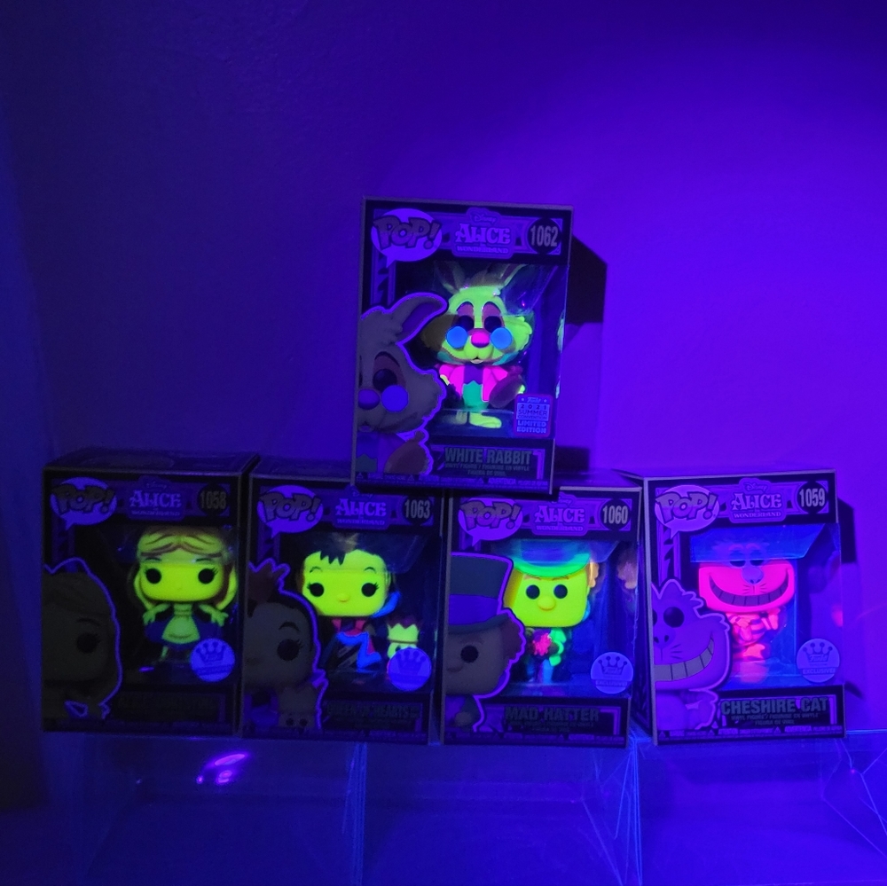 Alice in the Wonderland Blacklight Funko Pop Set